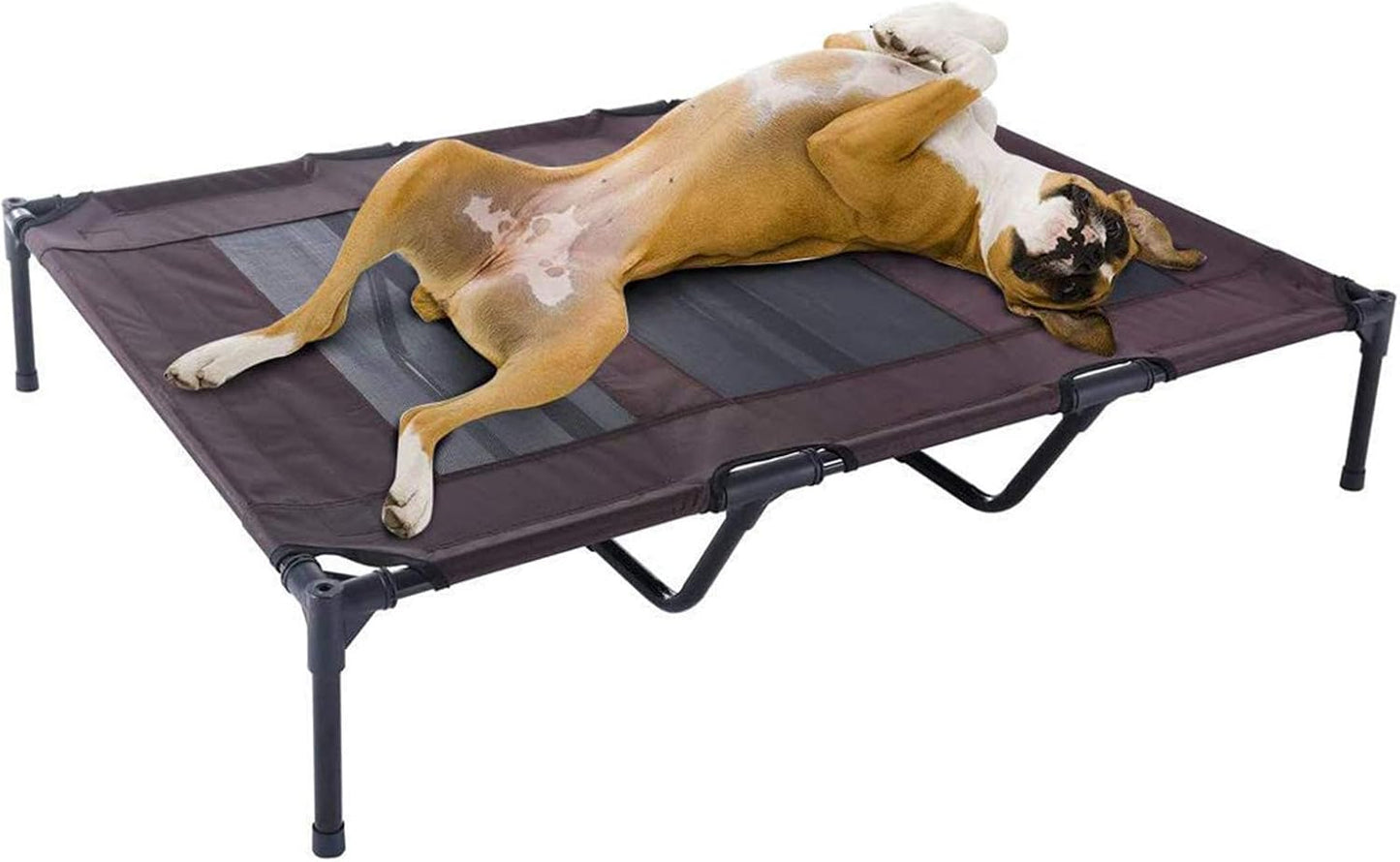 Elevated Dog Bed with Removable Canopy W/Convenient Carrying Bag Indoor Shade 1680D Portable Raised Oxford Fabric Outdoor Cooling Dog Cot Cat Bed Pet Tent for Camping (30", Brown)