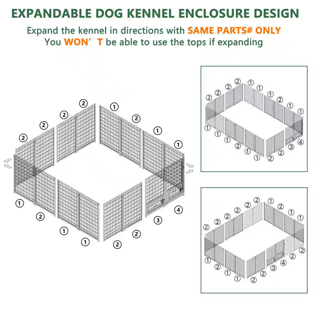 10 Ft. X 10 Ft. Dog Kennel Outdoor Dog Enclosure with Rotating Feeding Door and Polyester Cover