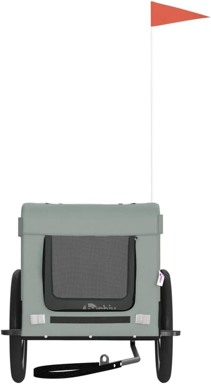 Pet Bike Trailer with Durable Fabric and Iron Frame, Comfortable Design for Small Pets, Gray and Black