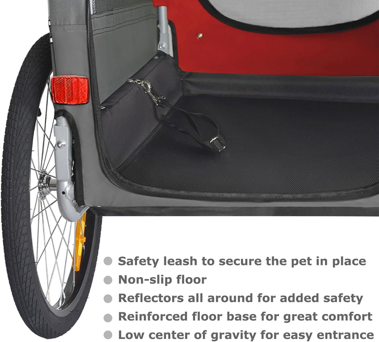 Tiggo Sports Pets Large Dog Bike Trailer & Stroller for Medium,Large Dog or Multiple Small Dogs, Pet Stroller for Dogs up to 78 Lbs, Parking Brakes, Low Center of Gravity
