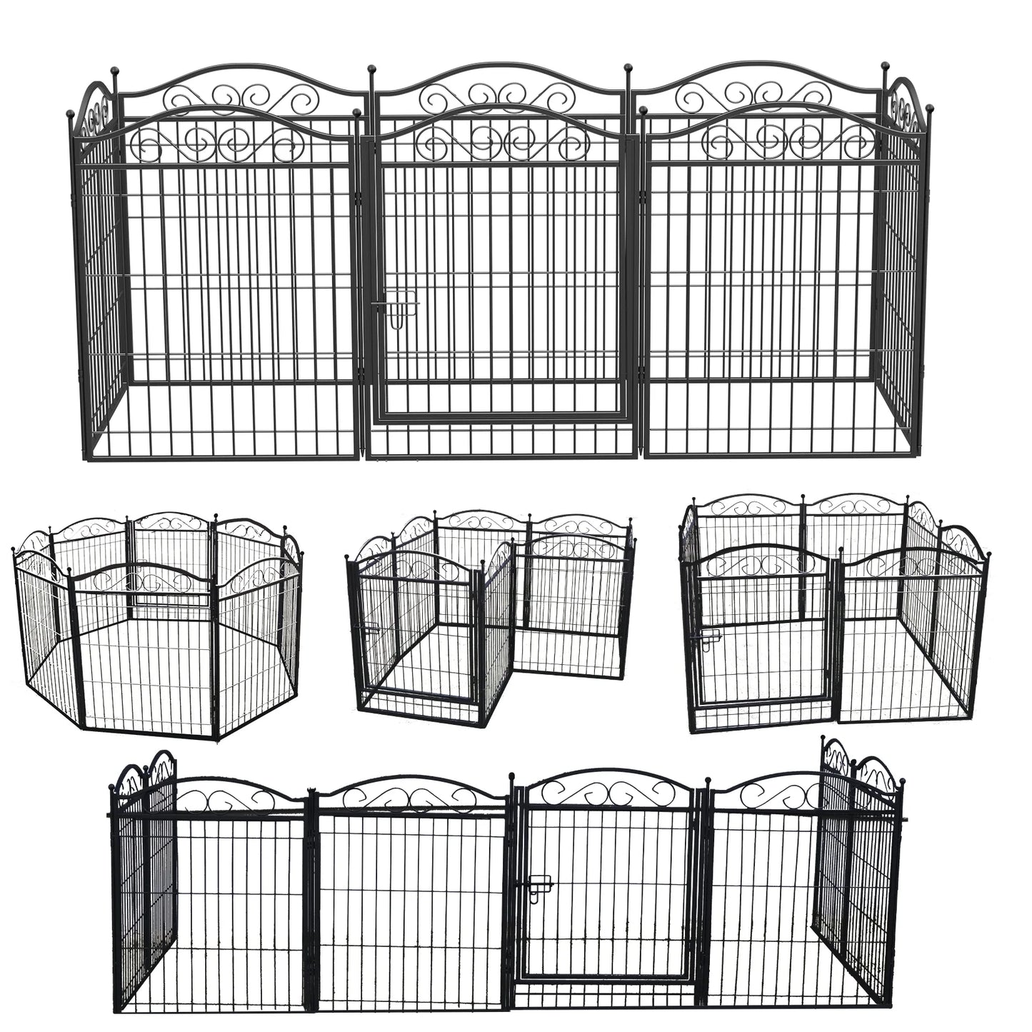 Folding 8-Panel Heavy Duty Metal Pet Pen Dog Exercise Fence