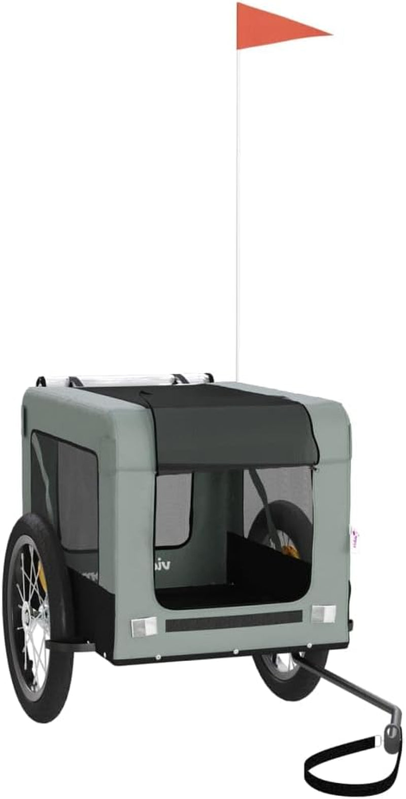 Pet Bike Trailer with Durable Fabric and Iron Frame, Comfortable Design for Small Pets, Gray and Black