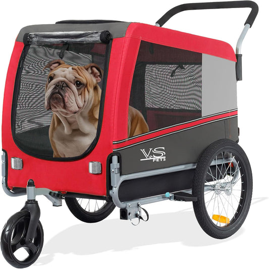 Tiggo  Sports Pets Large Dog Bike Trailer & Stroller for Medium,Large Dog or Multiple Small Dogs, Pet Stroller for Dogs up to 78 Lbs, Parking Brakes, Low Center of Gravity
