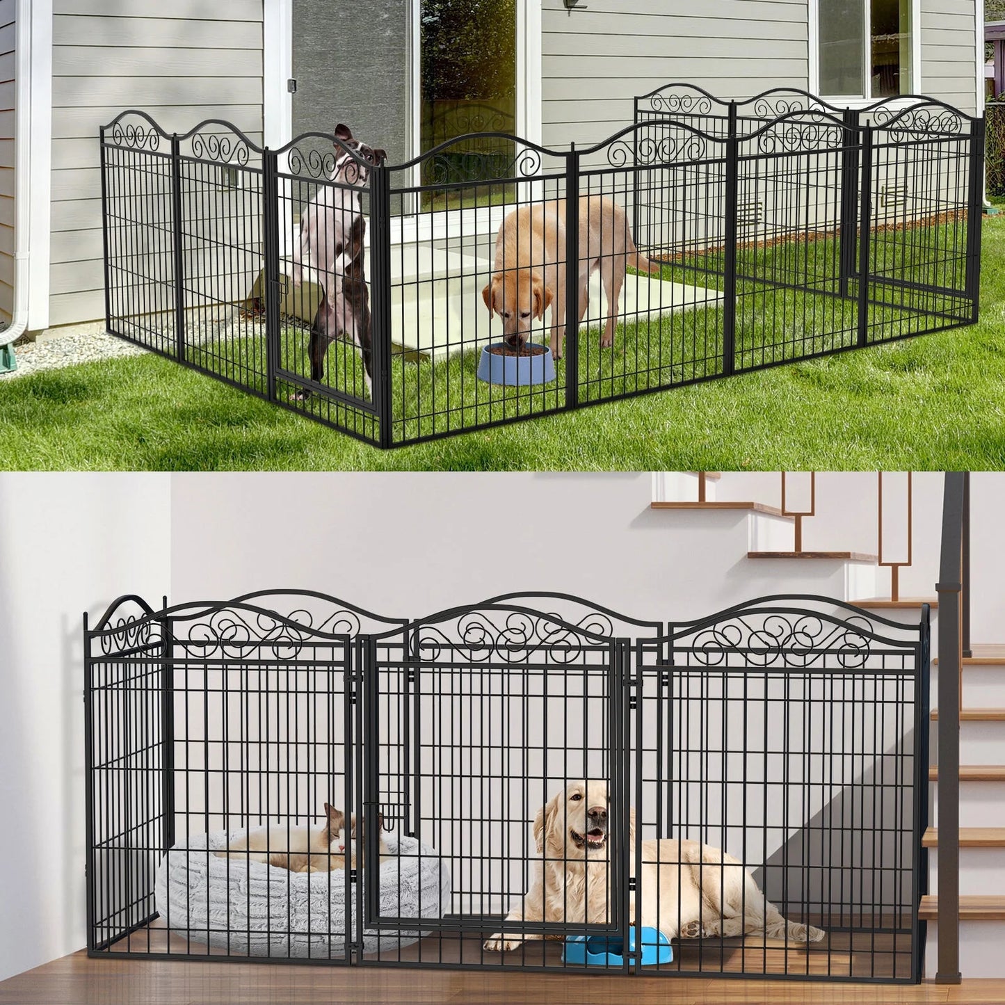 Folding 8-Panel Heavy Duty Metal Pet Pen Dog Exercise Fence