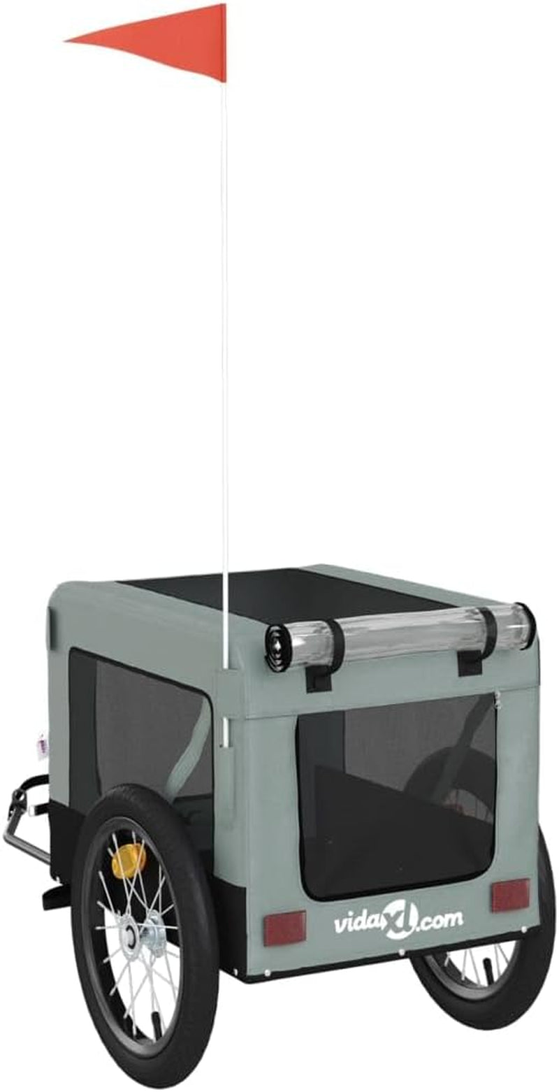 Pet Bike Trailer with Durable Fabric and Iron Frame, Comfortable Design for Small Pets, Gray and Black