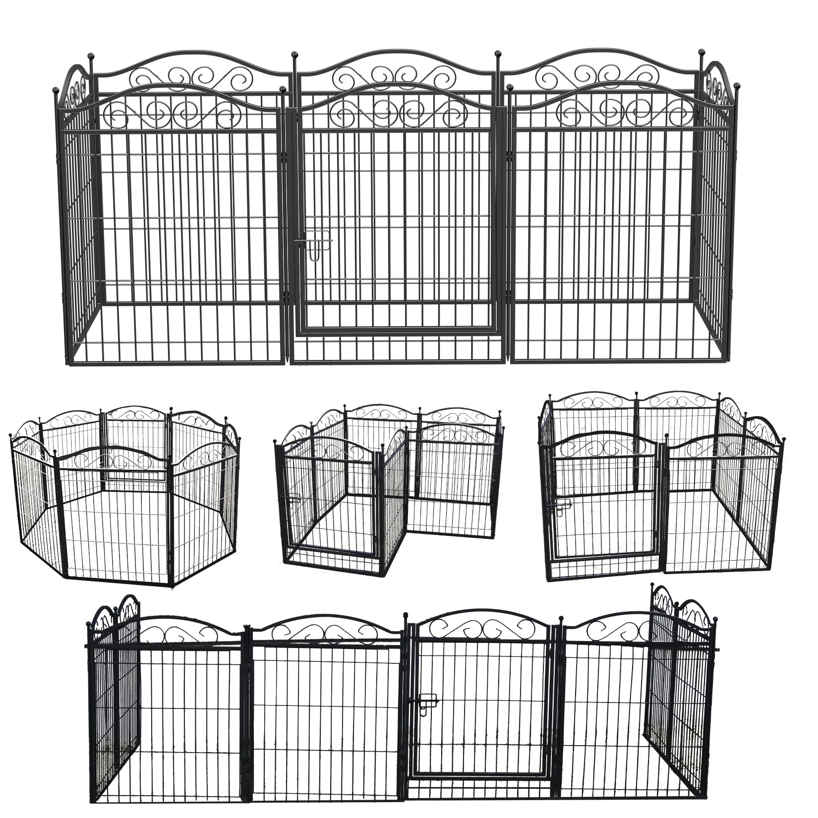 Folding 8-Panel Heavy Duty Metal Pet Pen Dog Exercise Fence